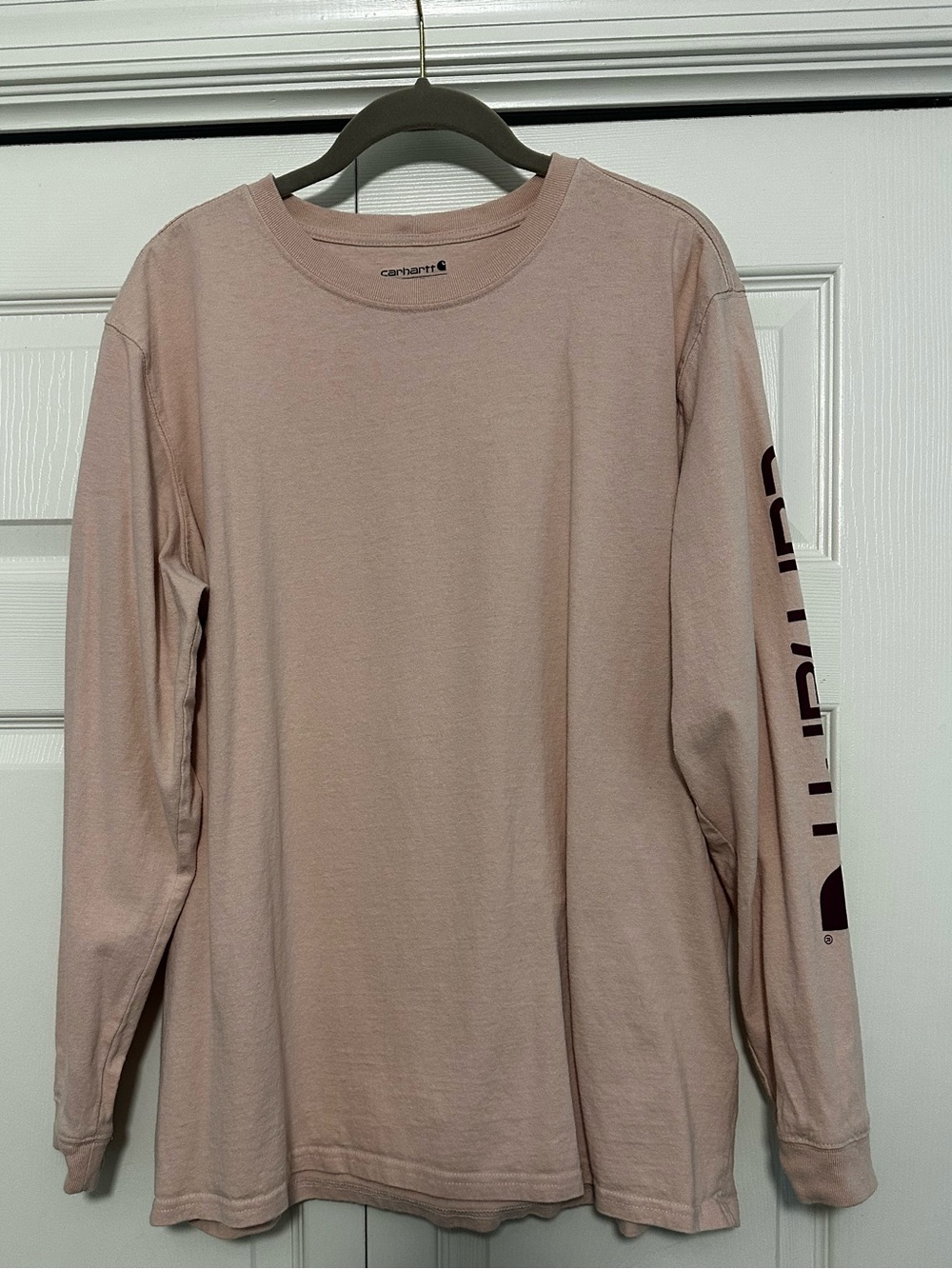 Carhartt Loose Fit Workwear Logo Long-Sleeve T-Shirt‎ in Light Pink Size XL GUC